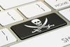 Skull and crossbones on a computer keyboard