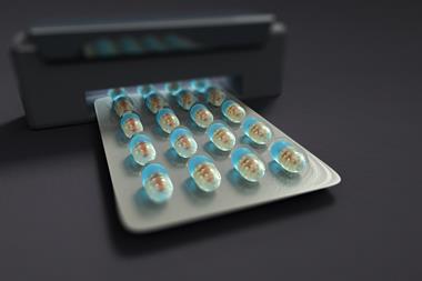 3D printer printing drugs, concept illustration