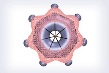 A diagram of a seven-pointed star-shaped molecule