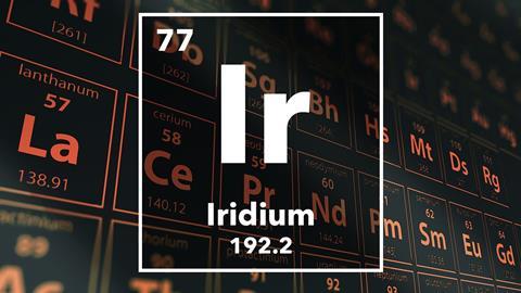 Periodic table of the elements – 77 – Iridium