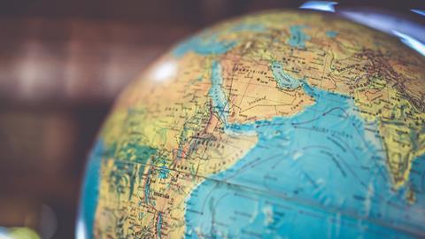 A photograph of a globe